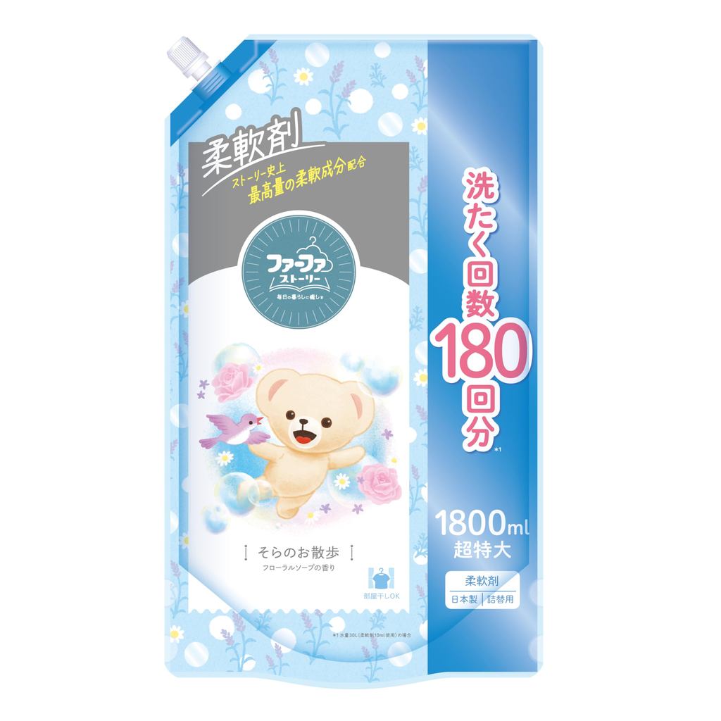 กลิ่นน้ำหอมของน้ำยาผงซักฟอก Fahfah Story Walk in the Sky Refill Extra Large 1800ml Floral Soap Scent