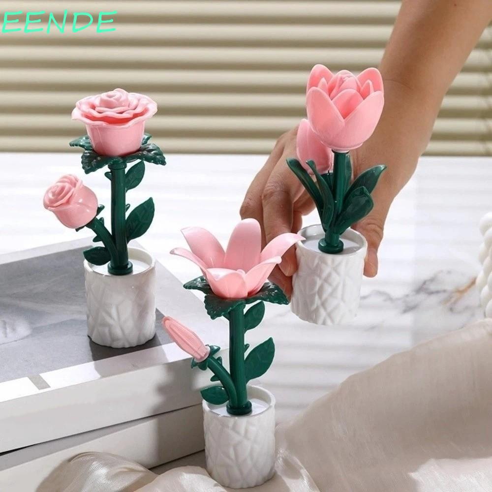 EENDE โคมไฟเครื่องประดับ,ทิวลิปพลาสติก/กุหลาบ/Azure Orchid Flower Table Lamp, Korean Ins Fashion Des