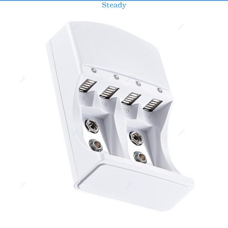 Stedy น้ําหนักเบา 4 Slot Charger สําหรับ 1 2V LR06 LR03 9V การกระจายความร้อนอุปกรณ์การจัดการ