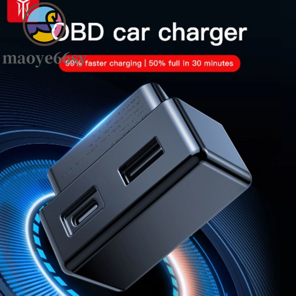 MAOYE66SY อะแดปเตอร์ OBD ชาร์จ, Dual หัว OBD OBD ที่ชาร์จแบตในรถ, อะแดปเตอร์ USB Type-C Wall Adapter