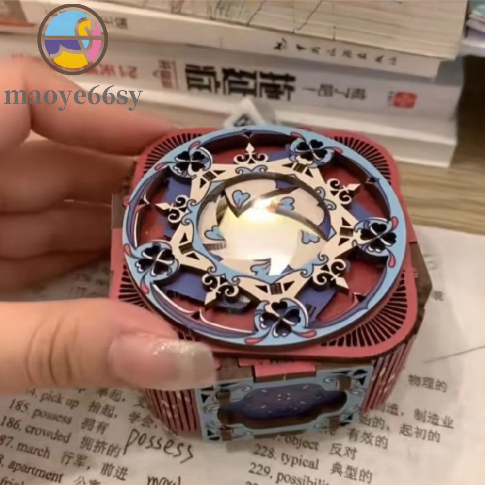 MAOYE66SY กล่องดนตรีปริศนาไม้, City of Sky Handmade 3D Puzzle Music Box,ประณีต DIY Model Kit Craft A
