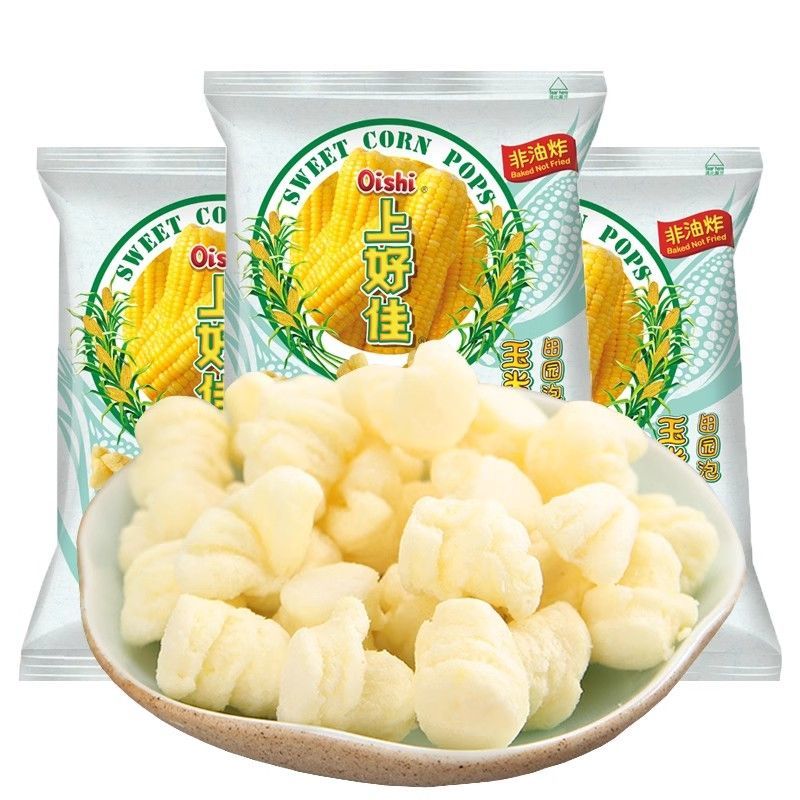 Oishi Shanghaojia Pastoral Corn Flavour 80g Bag Small Puffed Popcorn Casual Snacks Food Children Sna