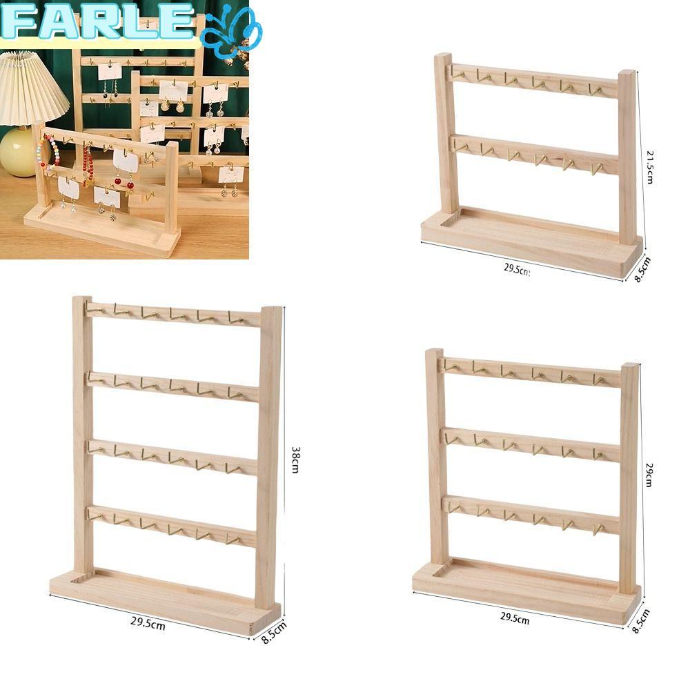 Frl สร้อยคอขาตั้งถอดออกได้ด้วยตะขอ ชั้นวางคอลเลกชันเครื่องประดับแสดงสร้อยข้อมือไม้ไม้เนื้อแข็ง