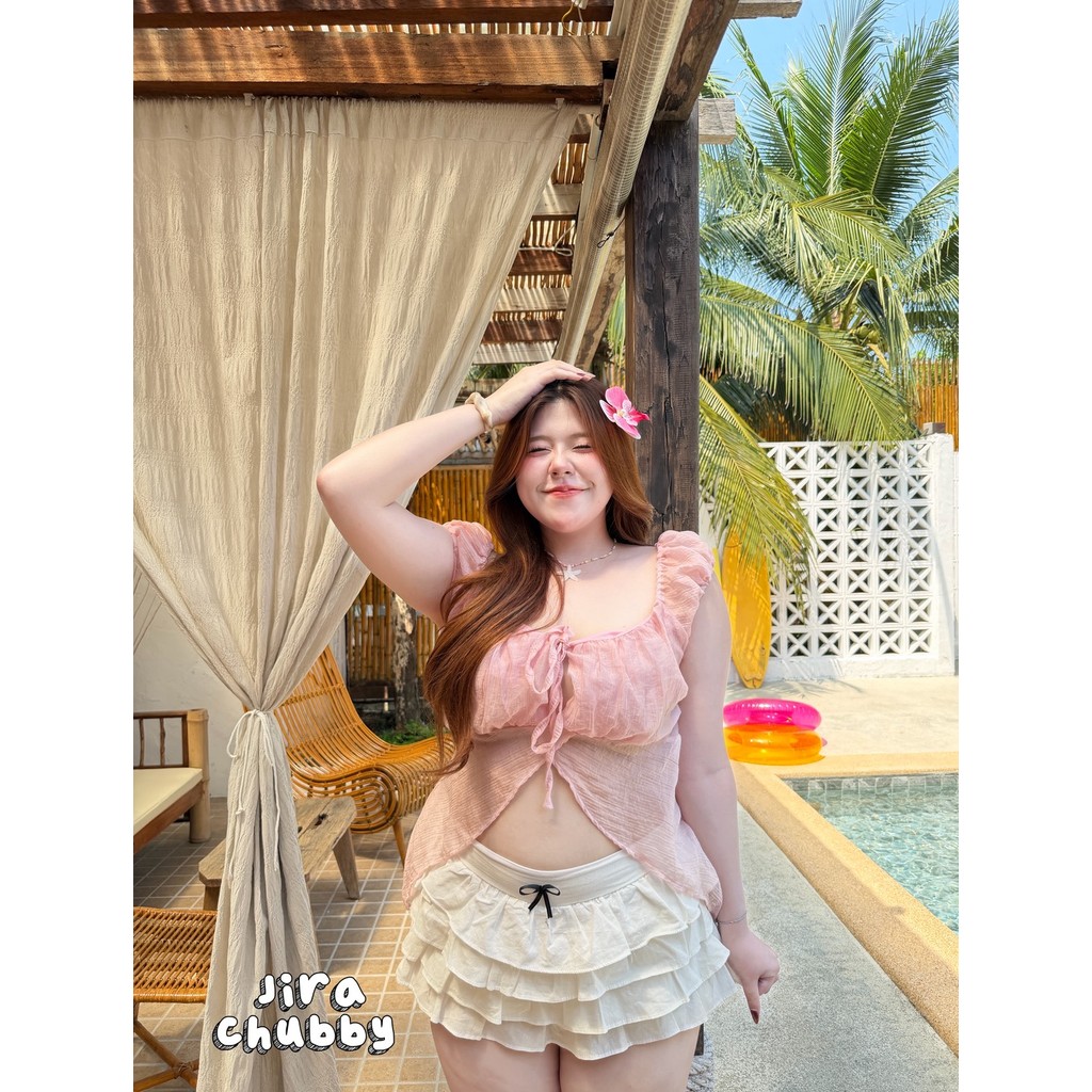 Puffie - เสื้อแขนตุ๊กตาผ่าหน้า สีน่ารัก อกฟรีไซส์ 40-50 นิ้ว เสื้อสาวอวบ ไซส์ใหญ่ พลัสไซส์