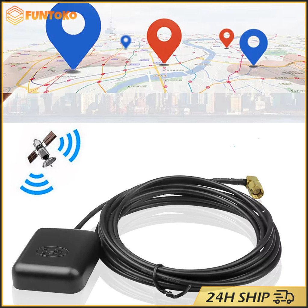 สินค้ามีคุณภาพ เสาอากาศ GPS ติดรถยนต์ เครื่องรับสัญญาณ 3เมตร RG174 สําหรับนําทางตําแหน่ง มีแม่เหล็ก