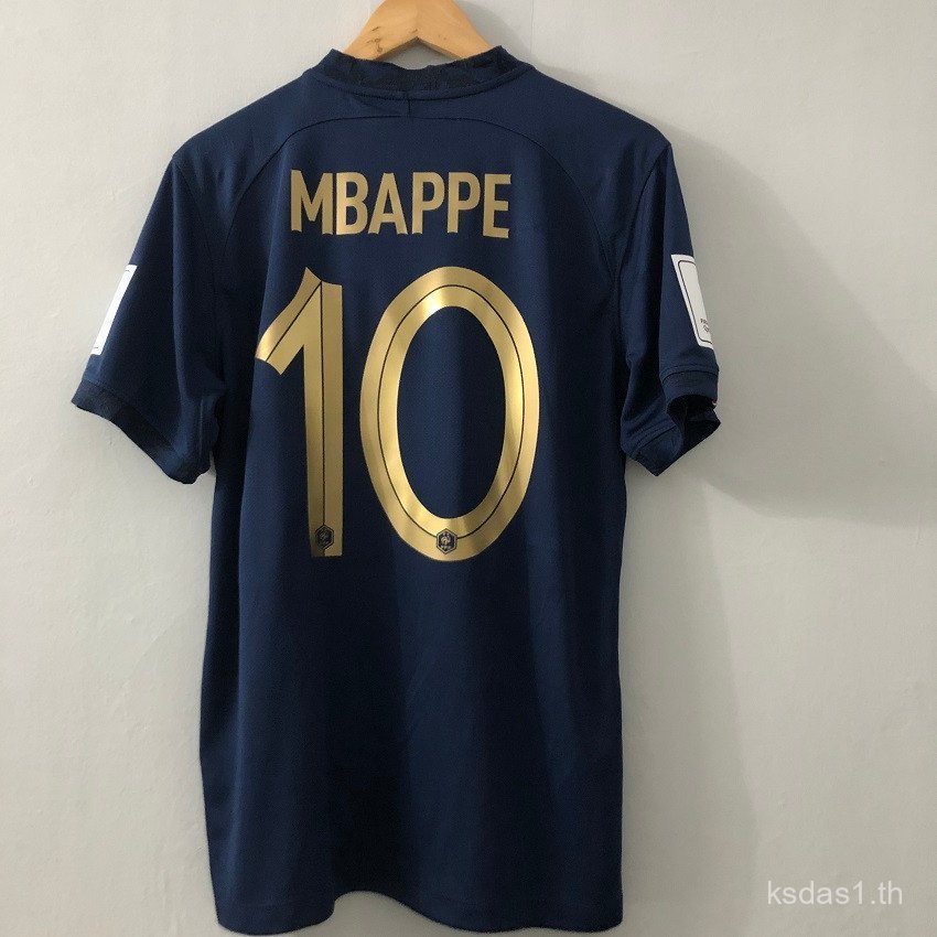 เสื้อย้อนยุคทีมฝรั่งเศสปี 2022 แบบเหย้า ออกแบบโดย Mbappe
