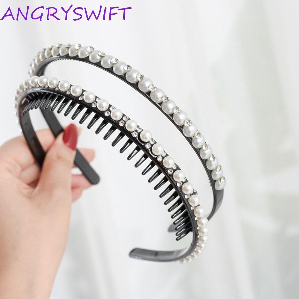 ANGRYSWIFT ที่คาดผม มุกลื่นและคริสตัล Rhinestones สไตล์วินเทจสำหรับผู้หญิง