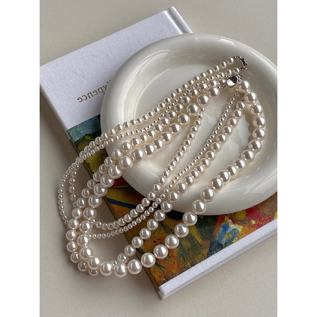 สร้อยคอมุก สร้อยคอมุกคริสตัลสีขาว Swarovski fever