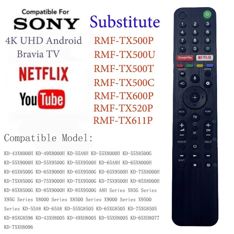 คำสั่งเสียง remote รีโมททีวี SONY LCD Smart 4K UHD Android TV รีโมท RMF-TX500P RMF-TX 520P RMF-TX500