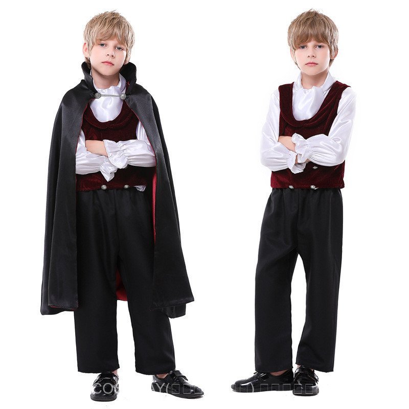 ชุดคอสเพลย์ Prince Vampire Dress Duke Twilight Prince Dracula สำหรับ HALLOWEEN พร้อมชิ้นส่วน 4 ชิ้น