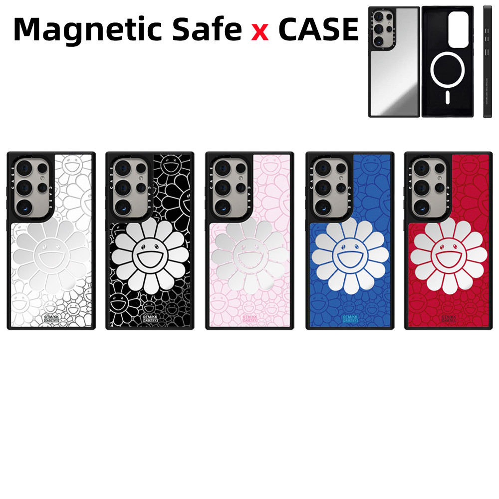 Suitable for Samsung Galaxy S26 S25 S24 S23 S22 Ultra Plus เคสโทรศัพท์TAKASHI MURAKAMI x FLOWERS BLOOMCASE กระจกแม่เหล็กปลอดภัยปลอกกันกระแทกความต้านทานนุ่มฝาครอบป้องกัน