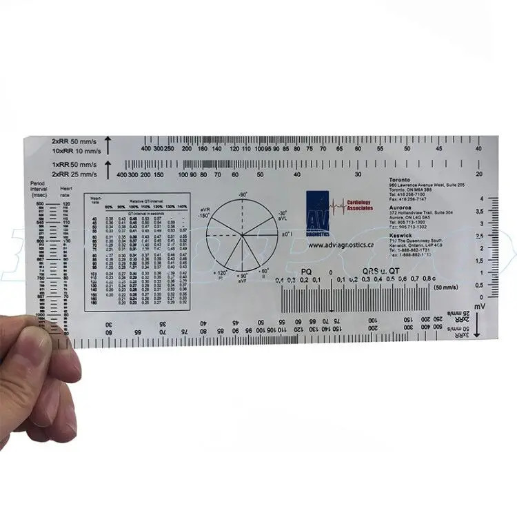 1 ชิ้นไม้บรรทัด ECG ECG goniometer ไม้บรรทัดทางการแพทย์ ECG Medical Caliper electrocardiogram stripe