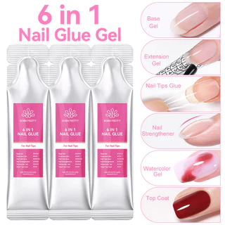 【Local】BORN PRETTY 15g 6 IN 1 Super Top Coat Base Gel No Wipe Top Coat Refilled Package Glossy Long lasting Top Coat Functional Gel Nail Supplies