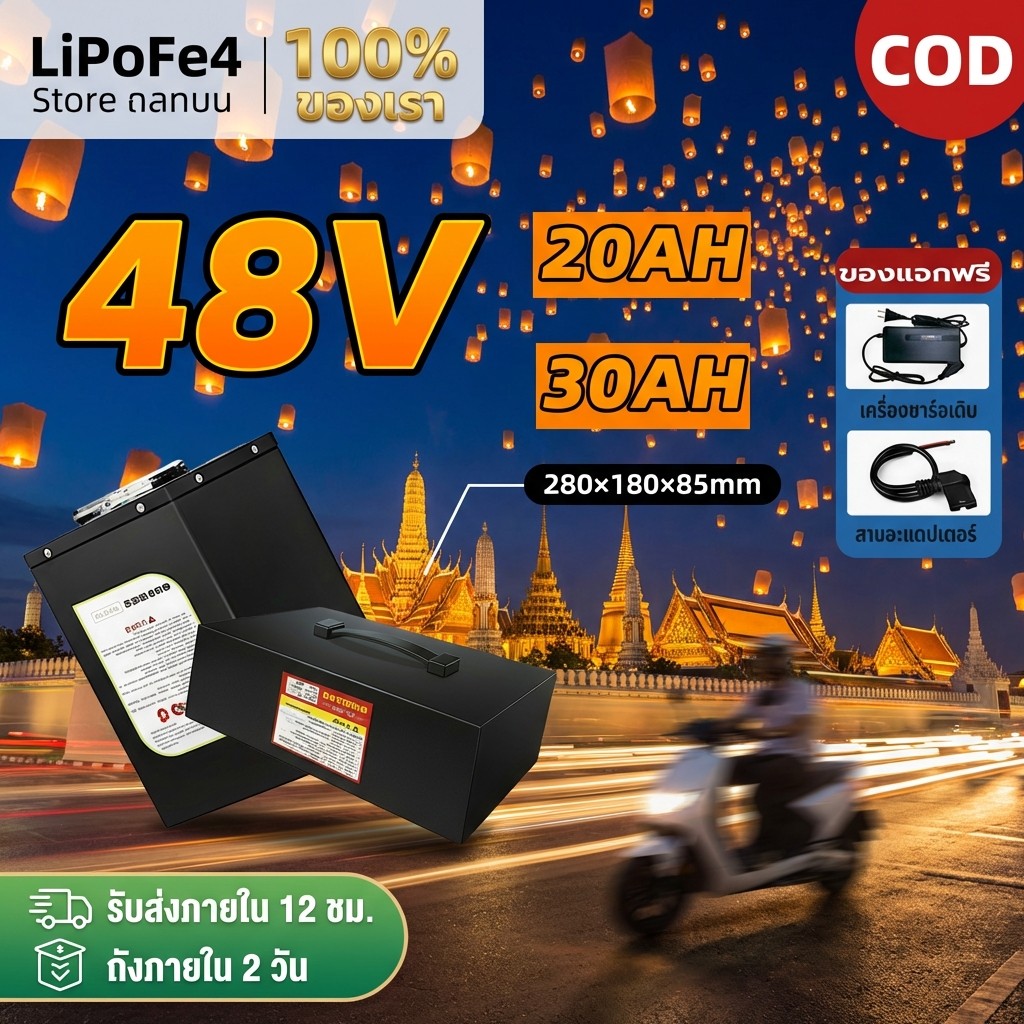 Li-ion NMC แบตลิเธียมรถไฟฟ้า 48V 20Ah ST พร้อมใช้งาน BMS ในตัว งานคุณภาพ แบตรถไฟฟ้า แบตลิเธียมไอออน แบตเตอรี่สามล้อไฟฟ้า