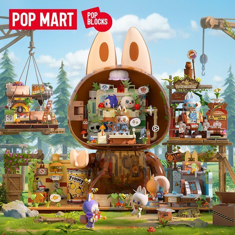 ของแท้ Bubble Mart Labubu THEMONSTERS Forest Secret Base Building Blocks ตกแต่งตกแต่งตุ๊กตาของขวัญวั
