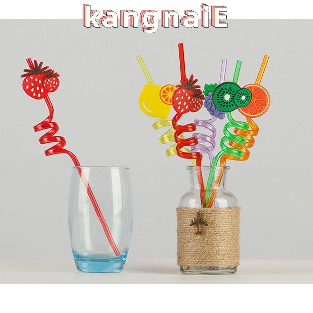 KANGNAI 1/5 ชิ้นผลไม้หลอดนํามาใช้ใหม่การออกแบบที่แตกต่างกันสนุกรูปแบบการ์ตูนที่มีสีสัน