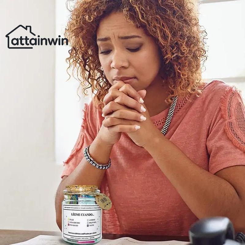Attainwin Bible Verse Jar สเปน Scripture สวดมนต์ Hope Bible Verse Jar ตกแต่ง Positive Thinking Emoti