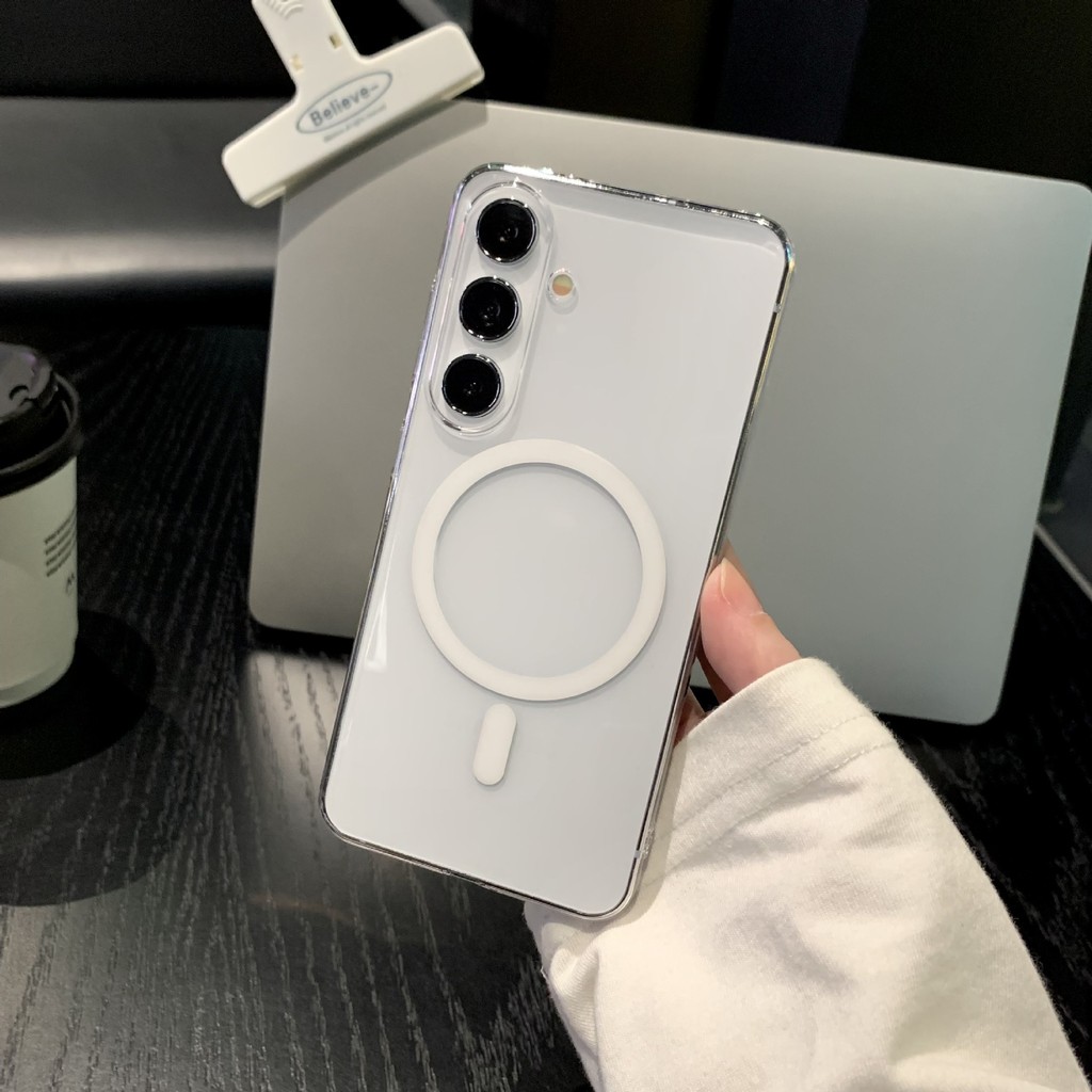 เหมาะสําหรับ Samsung S26Ultra เคสโทรศัพท์ PC แม่เหล็กโปร่งใสสูง S25PLUS Ultra-Thin Hard Case S24 เคส