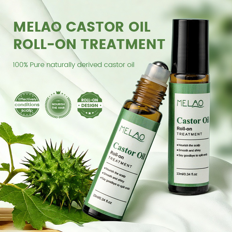 MELAO Castor Oil Roll-On Eye Facial Massage Essence Oil Scalp Massage Essential Oil Roll-On