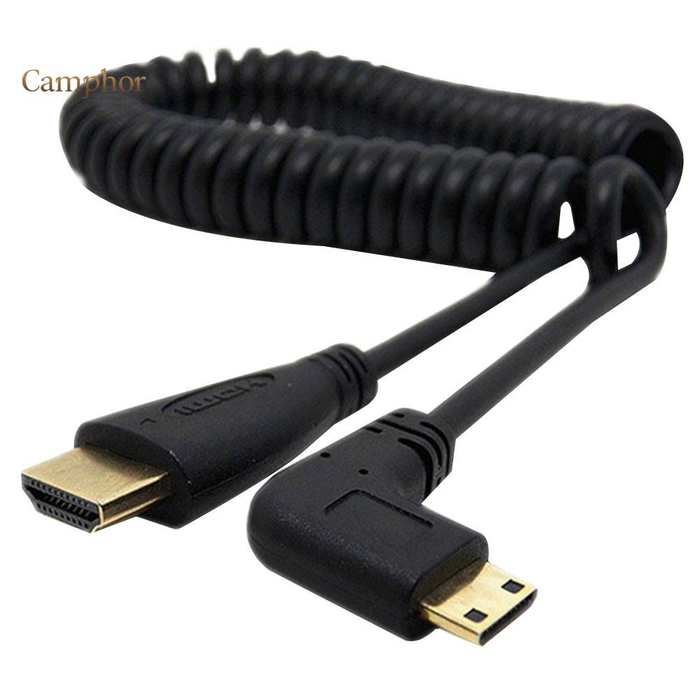 Camphor Mini HDMI เข้ากันได้กับ HDMI ชาย 90 องศามุมขวาอะแดปเตอร์ฤดูใบไม้ผลิสําหรับ SLR PC