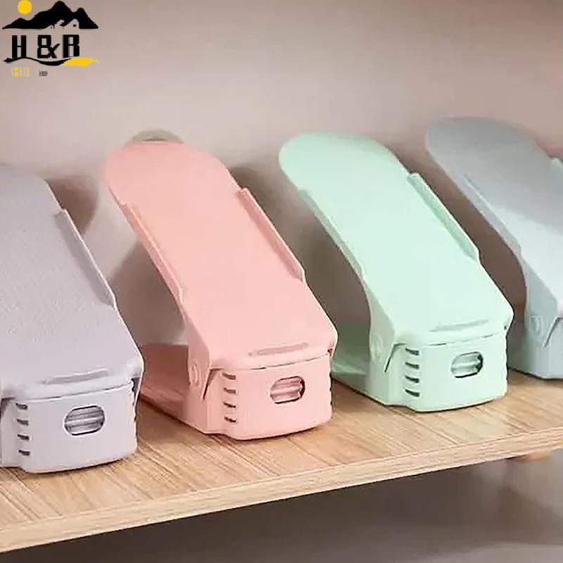 H&B ปรับจัดเก็บ Double Thiened รองเท้า Ra ชั้นรองเท้าถาดในครัวเรือนประหยัดพื้นที่รองเท้า Organizer ต