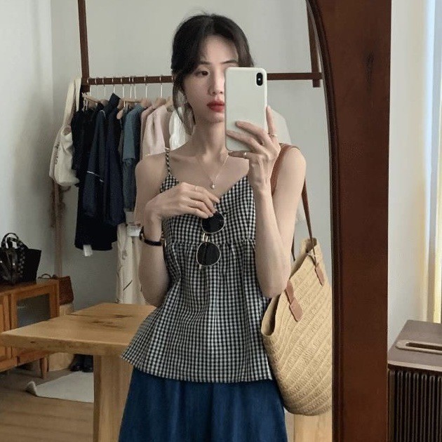 เดรสเชิ้ตแขนสั้นลายสก๊อตแบบคลาสสิก สตรี สำหรับฤดูใบไม้ผลิ DD309