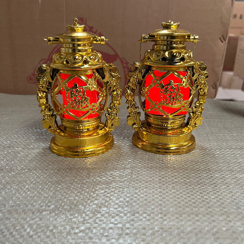 Changming โคมไฟบรรพบุรุษบูชาอุปกรณ์ม้าโคมไฟบูชาโคมไฟสีแดง Gold-Plated ไฟหน้า Funeral Grave โคมไฟอิเล