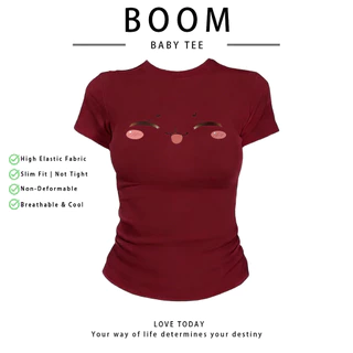 COD（จัดส่งภายใน 24 ชั่วโมง）เสื้อสาวอวบ เสื้อครอปท็อป แขนสั้น babytee สไตล์เกาหลี y2k T-shirt | ลายการ์ตูน