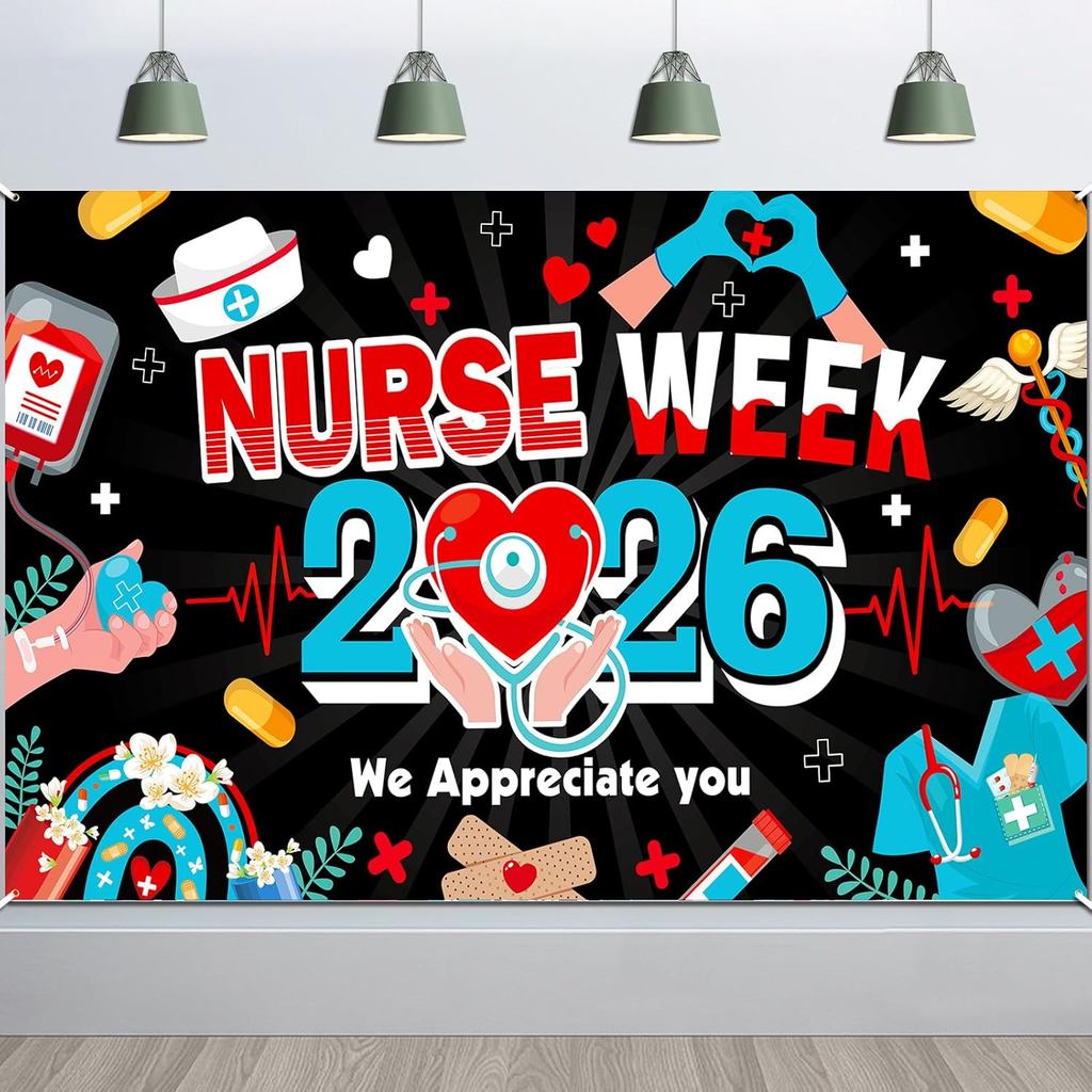 5x3ft สัปดาห์พยาบาล 2026 แบนเนอร์ฉากหลัง,พยาบาลสําเร็จการศึกษาตกแต่งป้ายสําหรับทางการแพทย์ RN BSN Th