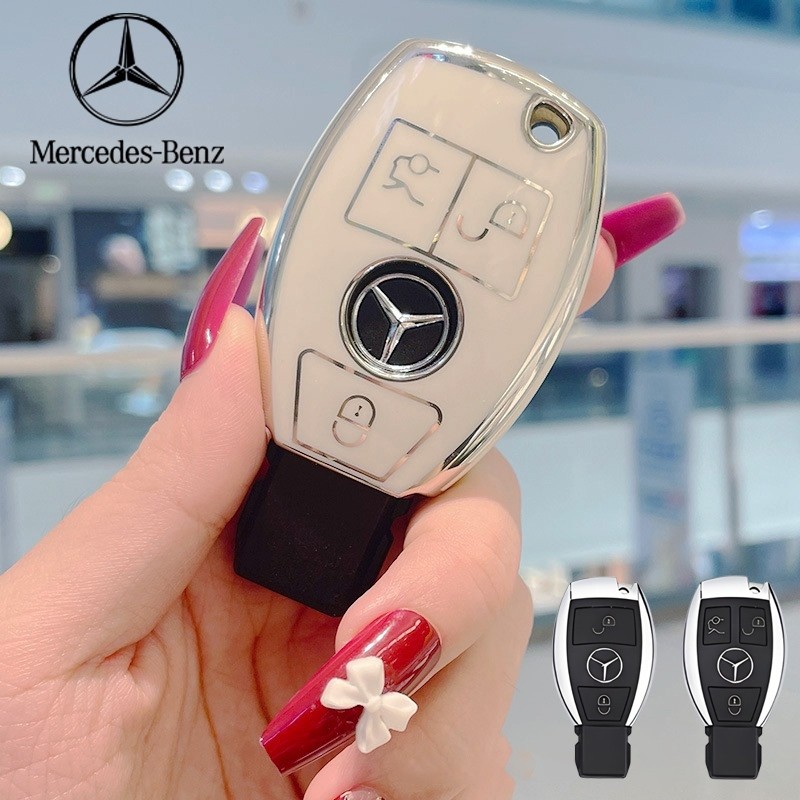 Benz ฝาครอบกุญแจรถพวงกุญแจ Benz Key Case เหมาะสําหรับ Benz A/B/C/S-Class AMG GLA CLA GLC W176 W221 W204 W