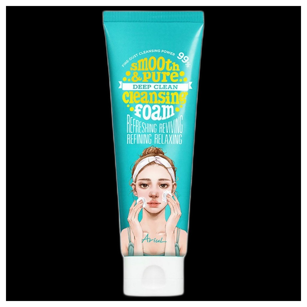 [ariel] โฟมล้างหน้า Smooth & Pure Deep Clean 120ml, 1 ชิ้น / โฟมล้างหน้าเกาหลี / สูตร Deep Clean โดย