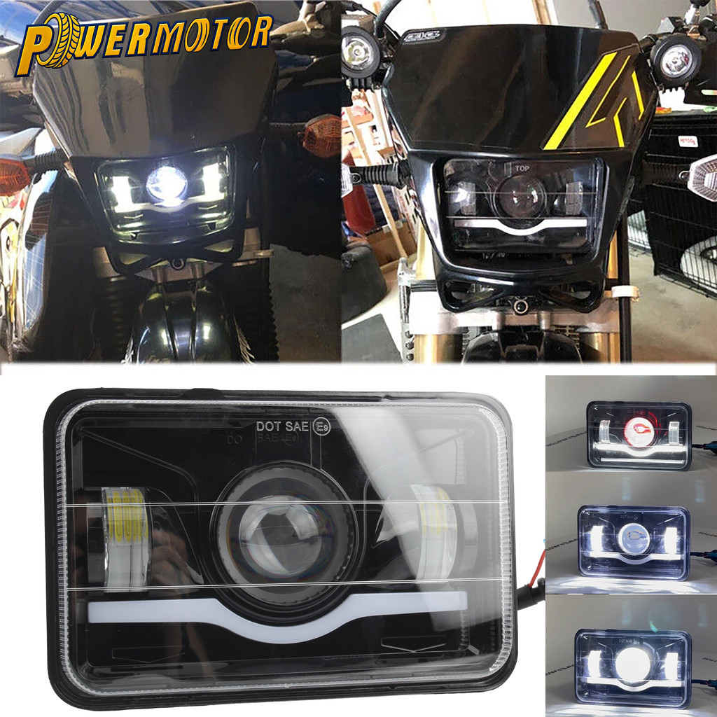 PM ไฟหน้ามอเตอร์ไซค์ LED ขนาด 4x6 นิ้ว รุ่น H4656 ไฟสูง-ต่ำ พร้อมไฟ DRL สำหรับ Suzuki DRZ400S DRZ400