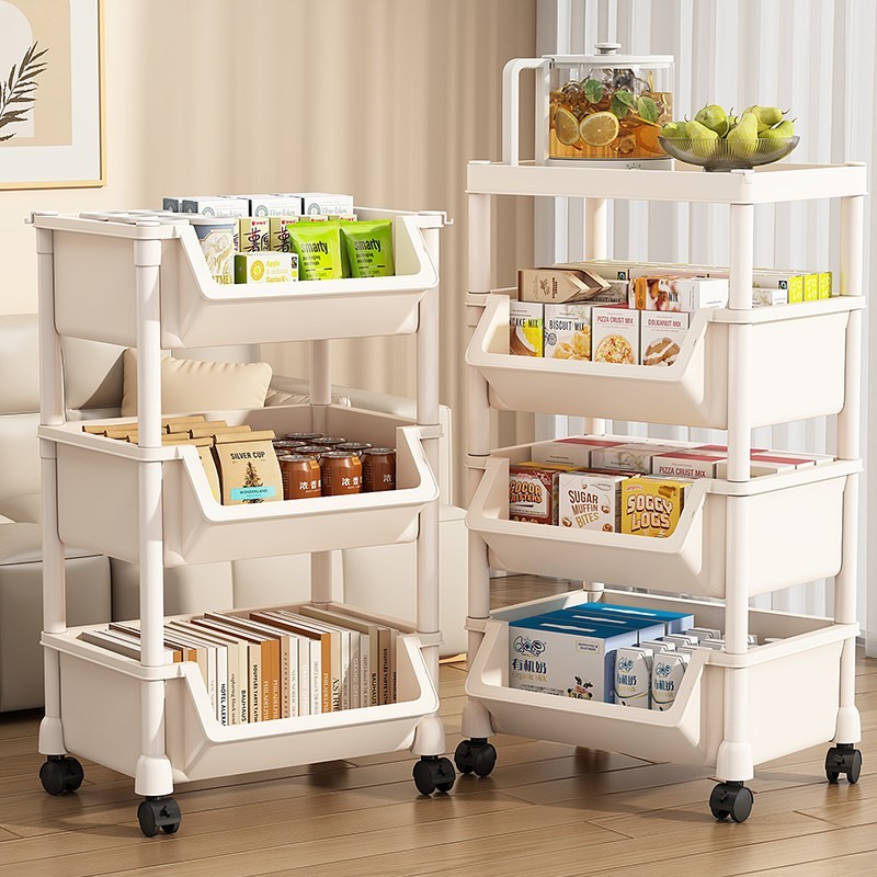 MingCart ชั้นวางของพลาสติกอเนกประสงค์พร้อมล้อ  รถเข็นเก็บของ เคลื่อนย้ายสะดวก อุปกรณ์จัดเก็บครัว ติดตั้งง่าย- 3/4/5 ชั้น
