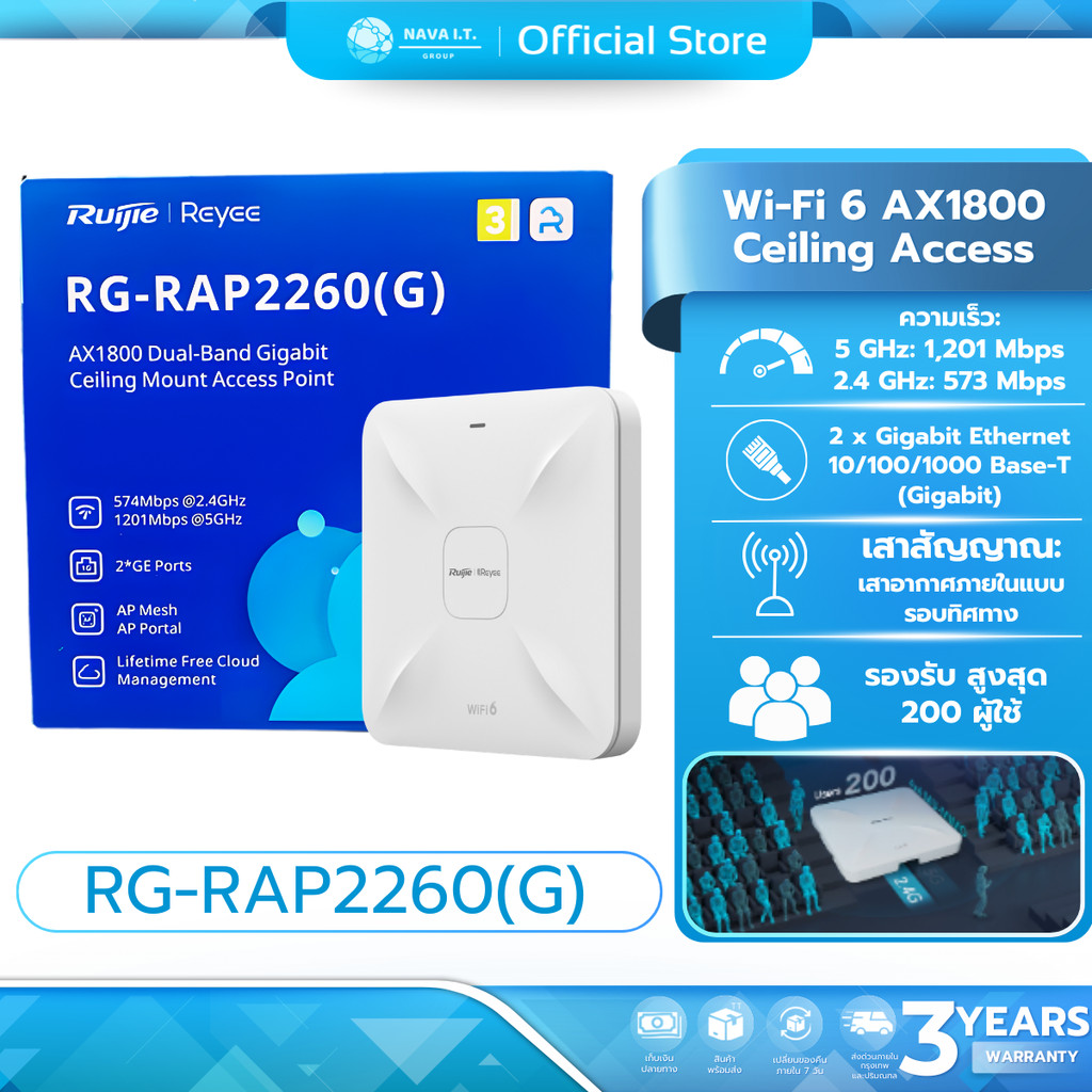 RUIJIE RG-RAP2260(G) REYEE WI-FI 6 AX1800 CEILING ACCESS POINT