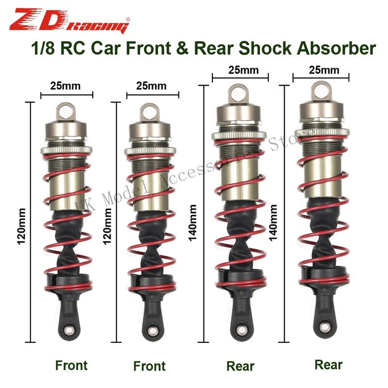 ZD Racing โช้คอัพโลหะ 120 มม.ด้านหน้า 140 มม.ด้านหลัง Damper Suspension สําหรับ 9020 BX-8E 9116 9021