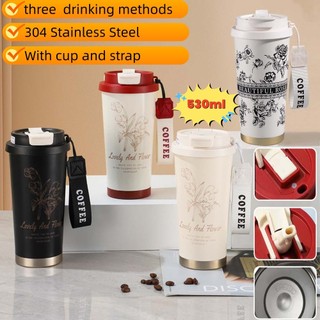530ml/304 Stainless Steel Coffee Cup Vacuum Insulation with Lid&Handle Leak Proof Vacuum Insulated