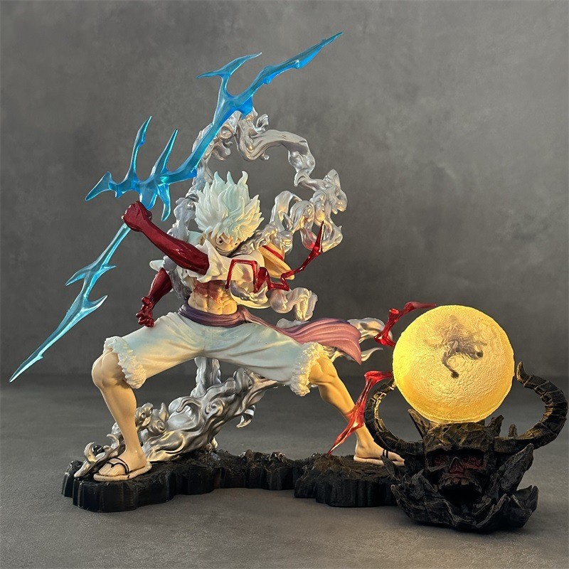 [แสงโบนัสฟรี] One Piece Luffy Figure Water Fire Five-speed Wink Nika Luffy Cool Thunderbolt Figure G