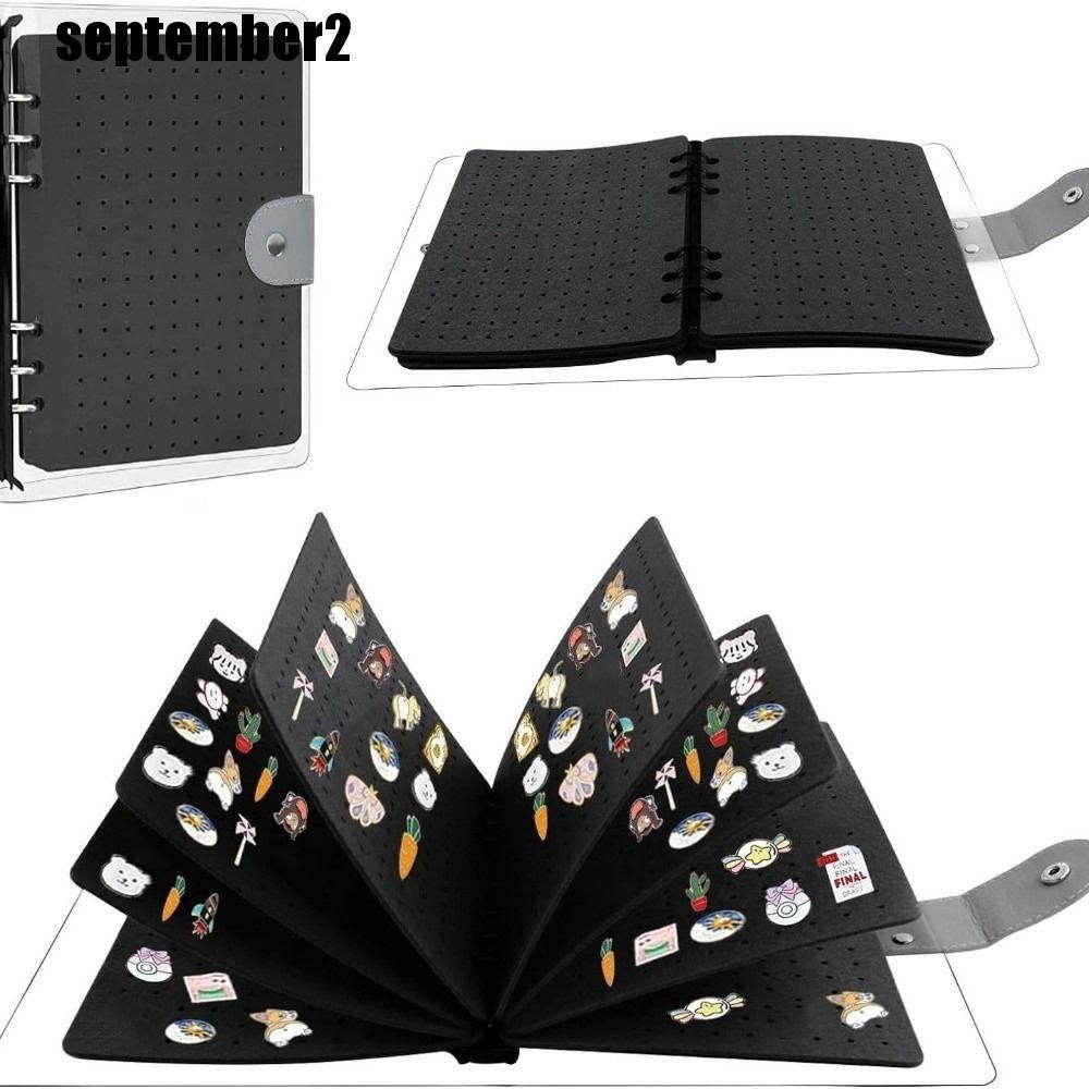 SEPTEMBER Felt สมุดเก็บเข็มกลัด, ป้องกันฝุ่น 8 หน้า, ปฏิบัติแบบพกพา Creative ความจุขนาดใหญ่ Pin Stor