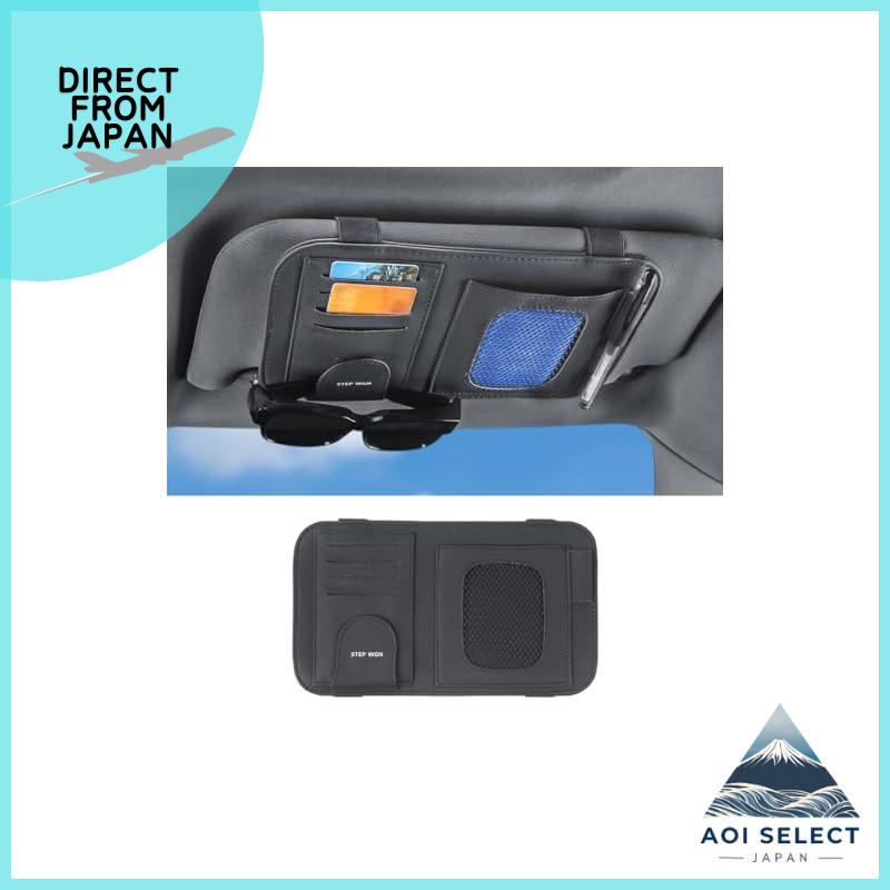 Step Wagon Compatible Car Storage Sun Visor Pocket STEP WGN Sun Visor Bag PU Storage Sun Visor Case Mesh Storage Sun Visor Holder Coin Receipt Car Storage Accessories Glasses Miscellaneous Holder Car Pocket Accessories Black
