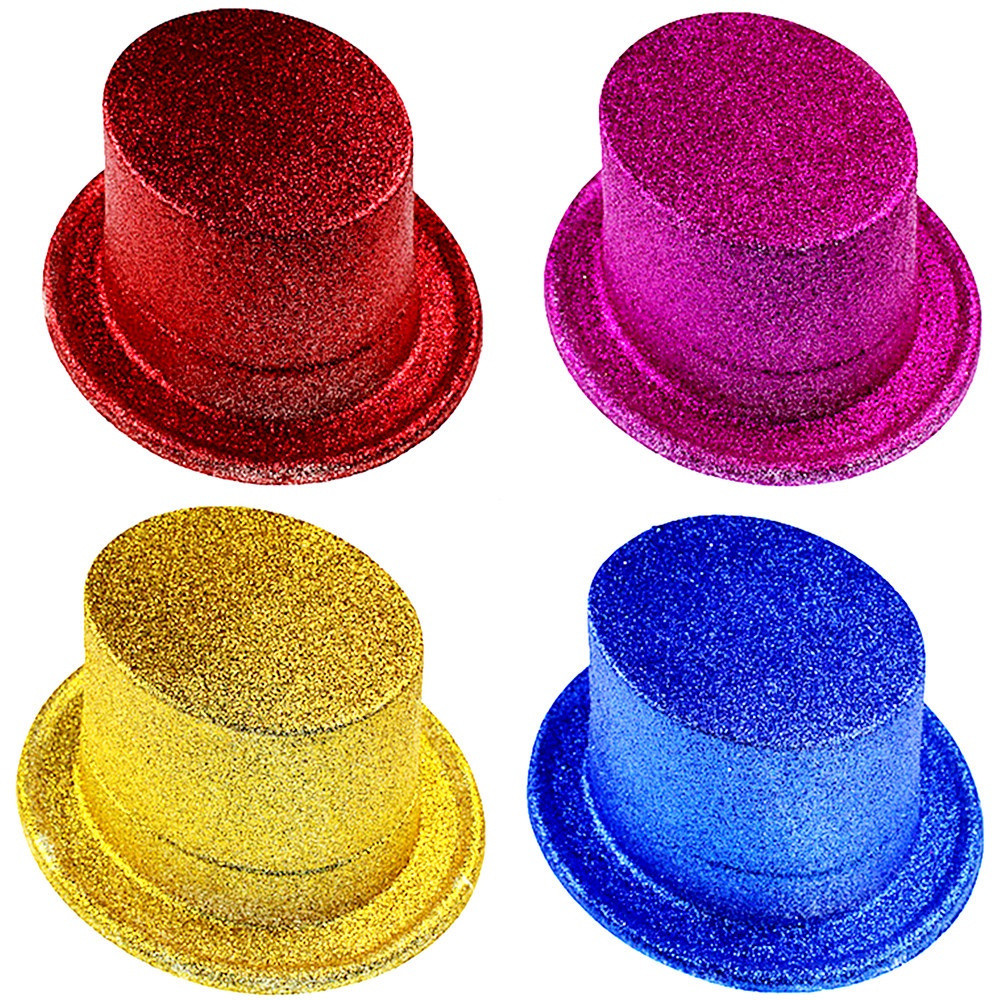 Halloween Hat Top Hat Lincoln Hat Magician Hat Glitter Powder a Tall Hat round Cap Gold Powder a Tal
