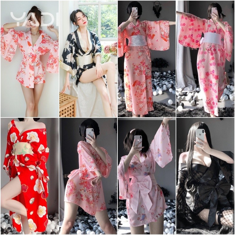 【YADI】 ชุดกิโมโนเปิดหลังเซ็กซี่ ดีไซน์แขนหลวมผูกเอว ผ้าชิฟฟอนลายเรโทร สวยเร่าร้อนสไตล์ญี่ปุ่น ใหม่ พร้อมส่ง👘✨