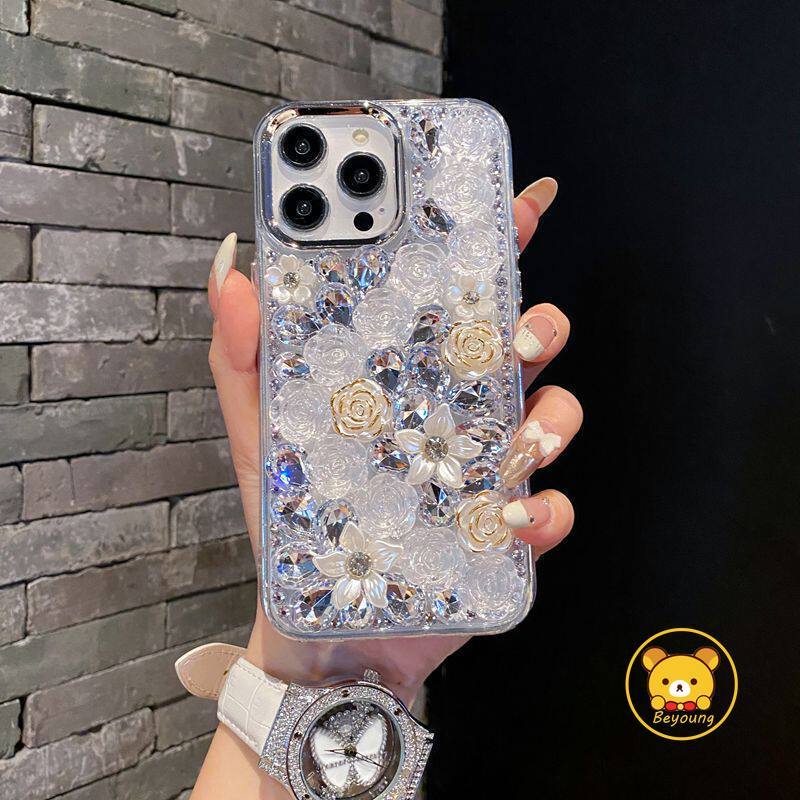 พลอยเทียม ดอกไม้หรูหรา‌ เคสโทรศัพท์สําหรับRedmi 15C 15 14C 14R 13C 13 13R 12R 10C 10A 10X 10T 9C 9A 