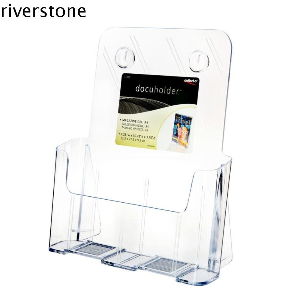 Riverstone Filing Magazine Rack, Non-slip A4 Size Brochure Holder, Durable Slanted Back Plastic Clea