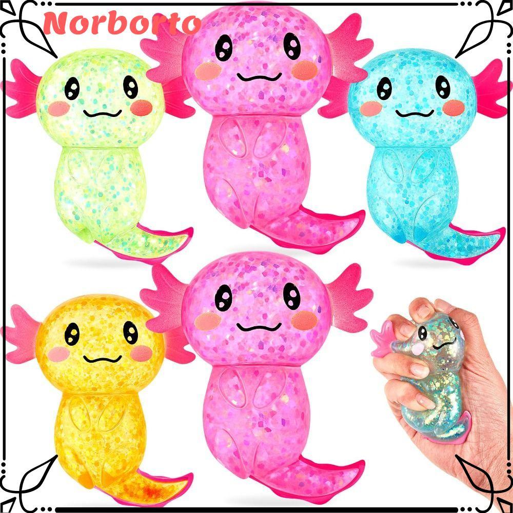 NORBORTO Squishy Stress Glitter, Glitter Sugar Filled Axolotl Squishy ของเล่น, Soothing Texture รูปร