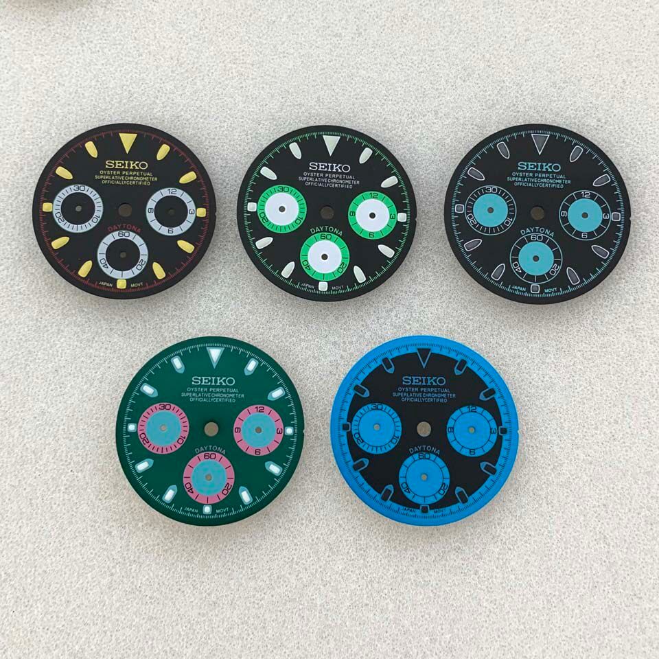 อุปกรณ์เสริมนาฬิกา Dial 29.8 มม.Multicolor Dial สีเขียว Luminous Three-Eye Dial VK63 Movement Dial น