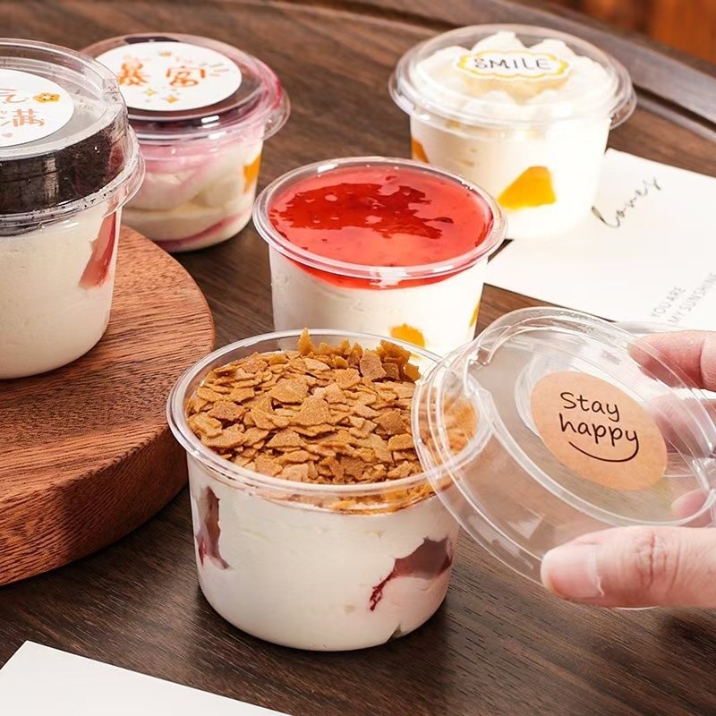 50Pcs Disposable Mousse Dessert Box With Lid Clear Plastic Cups Dessert Acrylic Food Pudding Cup