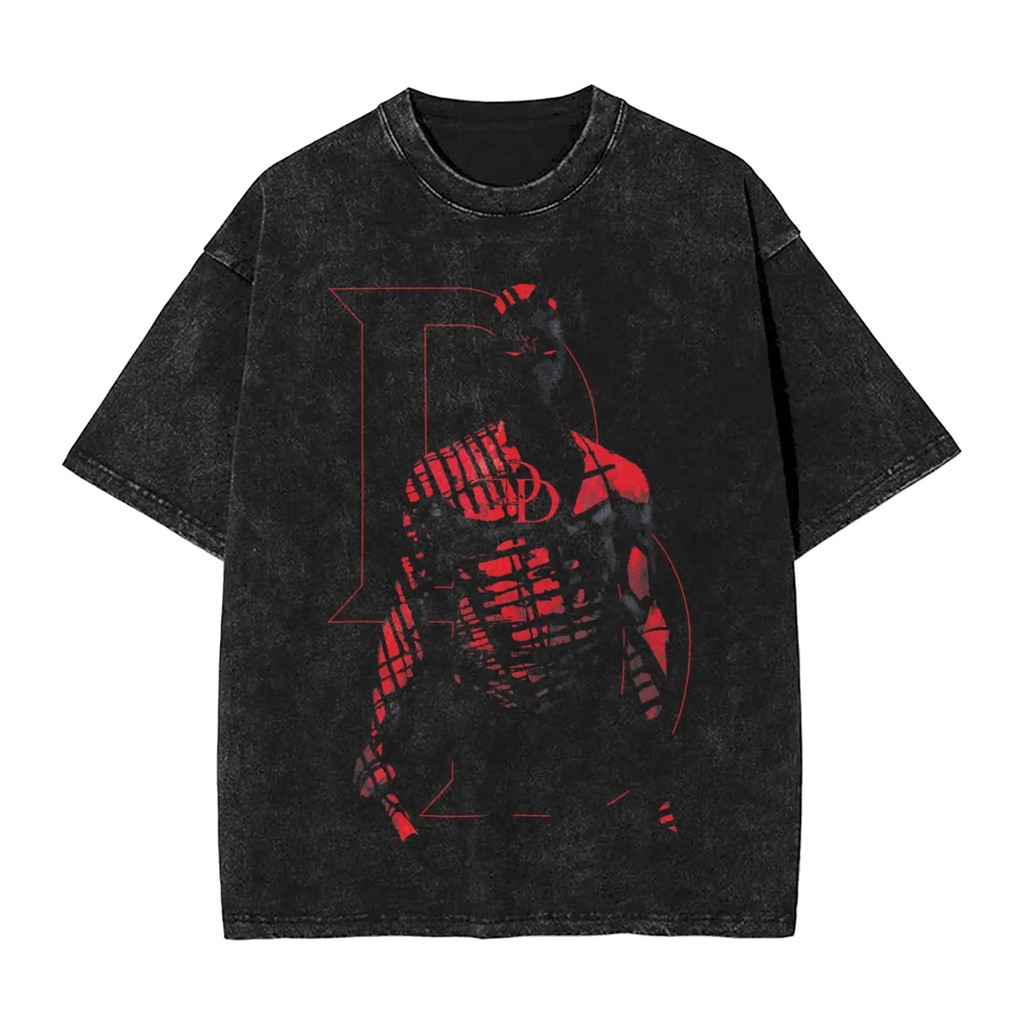 เสื้อยืดMarvel Superhero ออกแบบกราฟิก Daredevil และ Kingpin ทำจากผ้าฝ้ายคุณภาพเยี่ยม