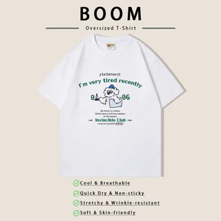 （จัดส่งตลอด 24 ชั่วโมง）BOOM SHOP ผ้าฝ้าย 100% เสื้อยืดคอกลมแขนสั้นหลวมสไตล์เกาหลีสำหรับผู้หญิง
