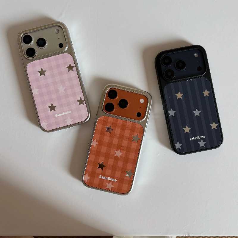 Huiwanju flash star สําหรับ iphone17promax เคสโทรศัพท์ 16ppro/15/14/13/12/11 กระจกแถบสีส้ม