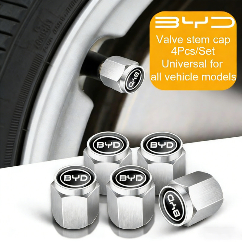 4pcs รถยาง Stem วาล์วหมวกกันฝุ่นหมวกอุปกรณ์เสริมสําหรับ BYD Qin Tang U8 F3 E6 Atto3 หยวน Plus เพลง M